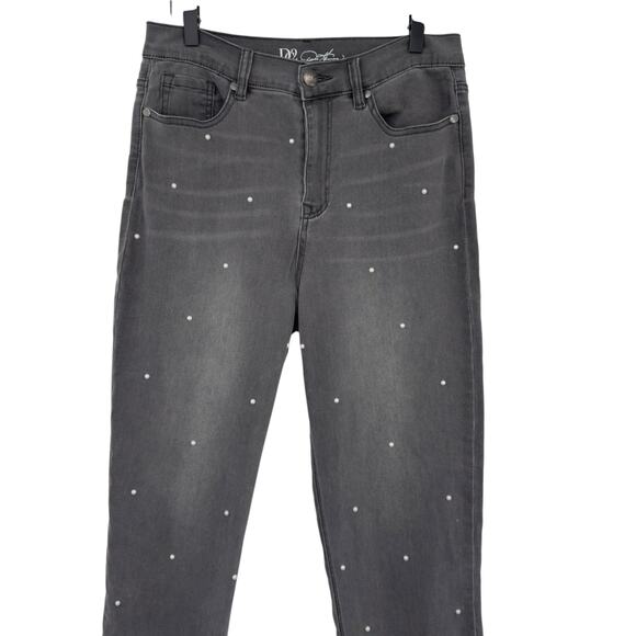 DG2 Diane Gilman Virtual Stretch Scattered Pearl Girlfriend Jeans Gray Tall 10T - Picture 2 of 10